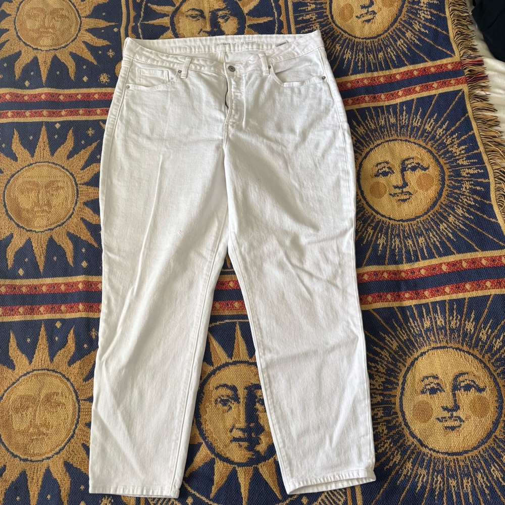 Old Navy White Cotton Ankle High Rise O G Straight Cropped Jeans Size 16
